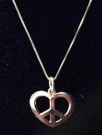 Sterling Silver Peace Sign in Heart 202//268