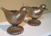 Two Bethany Lowe Silvery Bird Candleholders 202//143