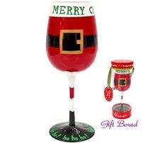 Handpainted Santa Belt  Stemware 202//202