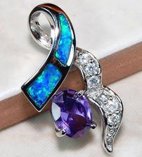 Amethyst, fire opal and white topaz sterling pendant 202//223