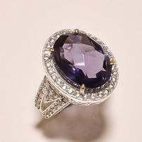 Luxurious amethyst and white topaz ring size 7.5 202//202
