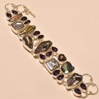  gorgeous amethyst and biwa pearl sterling bracelet 202//202