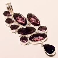 dynamic amethyst multi stone pendant and sterling collar 202//202