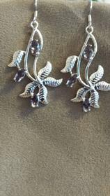 Sterling tropical earrings with amethyst gemstones 158//280