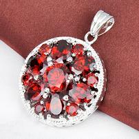Fire garnet and sterling pendant 202//202