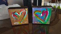 2 - 4x4" heart canvas paintings 202//114