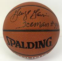 Spurs basketball signed by NBA Hall of Fame member George 'Iceman' Gervin