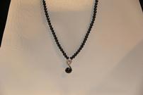 Dark Pearl Necklace w/Silver Swan Pendant 202//135