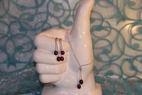 Silver Dangle Bracelet & Earrings w/Maroon Pearl 202//135