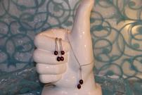 Silver Dangle Bracelet & Earrings w/Maroon Pearl 202//135