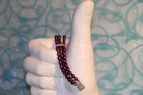 Triple Strand Maroon Pearl Bracelet w/Silver & Crystal 202//135