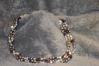 Triple Strand Multi-Color Pearl Necklace with Crystal Accents 202//135