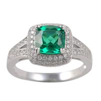 Emerald and White Topaz Ring Size 8 202//202