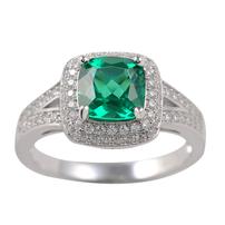 Emerald and White Topaz Ring Size 8 202//202