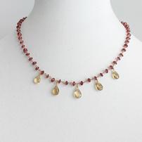 Garnet with Citrine Drops Necklace 202//202