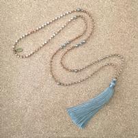 Denim Tassel Long Necklace 202//202