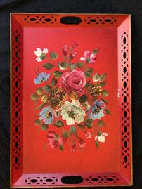 Antique Tole tray in red 202//269