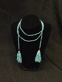 Enameled sterling silver hematite and turquoise tassel necklace by MCL 202//269