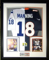 Peyton Manning Framed Dual Jersey with autograph  w / COA 202//246