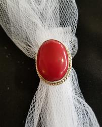 Red Coral Ring w/Twisted Silver Setting Size 7.5 202//253