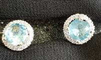 Sky Blue Topaz White Topaz Stud Earrings 202//121