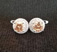 Morganite White Topaz Leverback Earrings 202//184