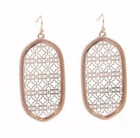 Rose Gold Layered Dog Tag Filigree Style Earrings 202//200