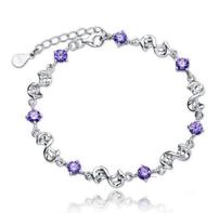 Sterling Silver Amethyst Crystal Bracelet 202//197