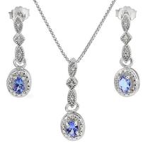 Small Tanzanite and Diamond Necklace and Earrings 202//202