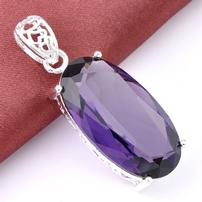 Faceted Amethyst Quartz Pendant and Collar 202//202