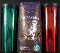Starbucks Sumatra Coffee & 2 16fl Oz Steel Tumblers 202//178
