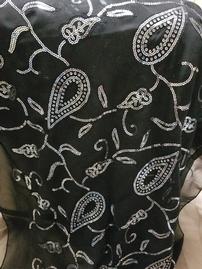 Black Scarf with Silver Sequin Design 202//269