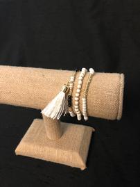 Black gold and white bead triple bracelet 202//269