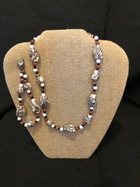 Animal print beaded neacklace & bracelet set 202//269