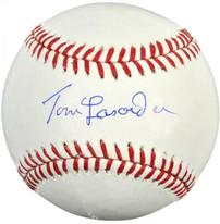 Tommy Lasorda Signed Baseball in Glass Display Case 202//206