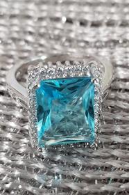 Square Blue Topaz White Topaz Ring 186//280