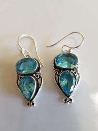 Blue Topaz Sterling Silver Earrings 202//269