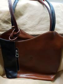 Handpicked From Florence, Italy Brown and Black LeatherBackpack Purse 202//269