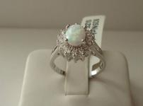 Sterling Silver 1.50 Opal and Diamond Ring 202//150