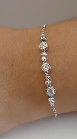 White Gold and Sterling Silver 3 Stone Diamond Bracelet 155//280
