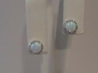 Lab Created Diamond and Opal Earrings 202//152