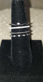 Sterling Silver 4 Band Crystal Ring 149//280