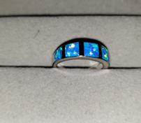Sterling Silver Blue Fire Opal Inlay Ring 202//176