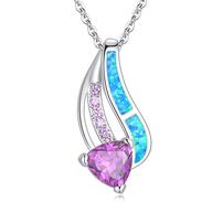 Amethyst Blue Fire Opal Inlay Necklace 202//202