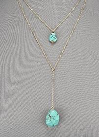 Two Stone Drop Turquoise Necklace 202//280