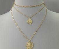 Double Strand GoldCoin Disc Necklace 202//167