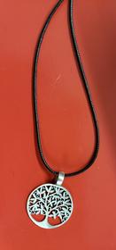 Pewter Tre of Life Pendant On Leather Braided Cord 131//280