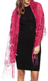 Red Mesh Sequin Metallic Scarf/Shawl 168//280