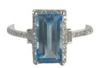 14K White Gold Ring With 1.71 Carat Blue Topaz and 0.29 Carats of Diamonds 202//135
