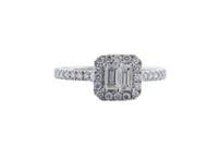 18K White Gold Ring with Two Baguette Cut Center Stones, 0.66 Total Carats 202//135
